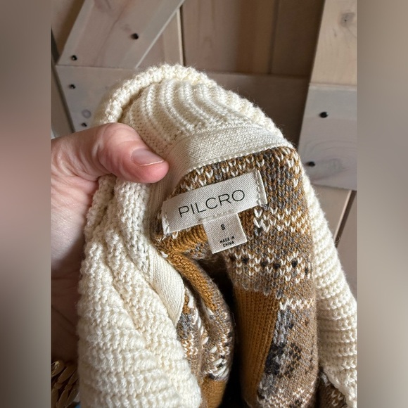 NWOT Pilcro Fringe Zip-front Turtleneck Sweater - Picture 2 of 6